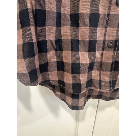 Sanctuary Womens Brown Black Plaid Button Down Shirt western tunic Size S boho - Picture 3 of 8